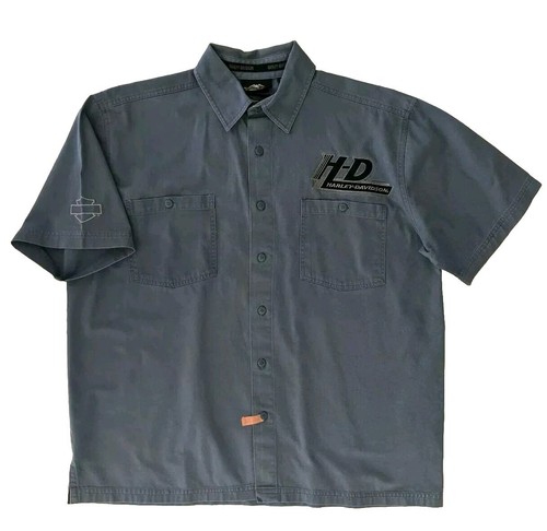 Harley Davidson Motorcycles Shirt EMBROIDERED Button Front S/S Men's Size LARGE - Picture 4 of 6