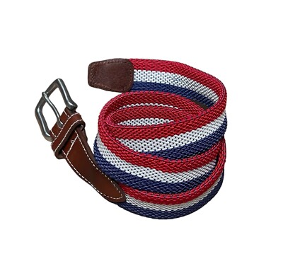 Vineyard Vines Men’s 32 Red/White/Blue Stripe Nylon Rubber Woven Stretchy  Belt