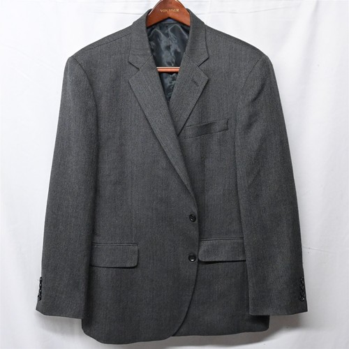 Stafford 46R Gray Tweed Merino Wool Classic 2Btn Blazer Jacket Sport Coat
