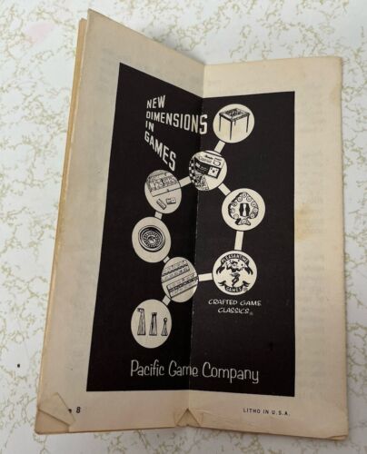 Vintage Pleasantime Cribbage Board No. 706 3 Track in Original Box W/Pegs & Book - Picture 21 of 21