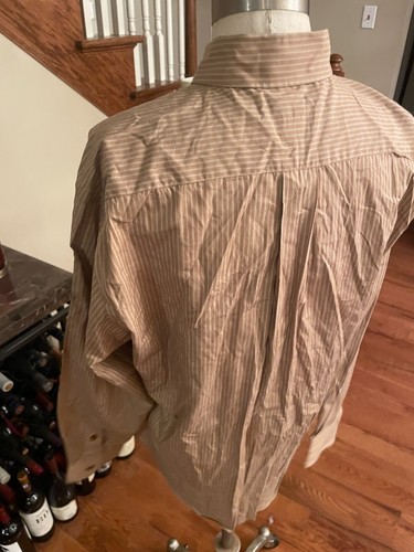 Camisa XMI Para Hombre Manga Larga Con Botones Color Coñac Rayas 15-32. Nueva - Imagen 6 de 8