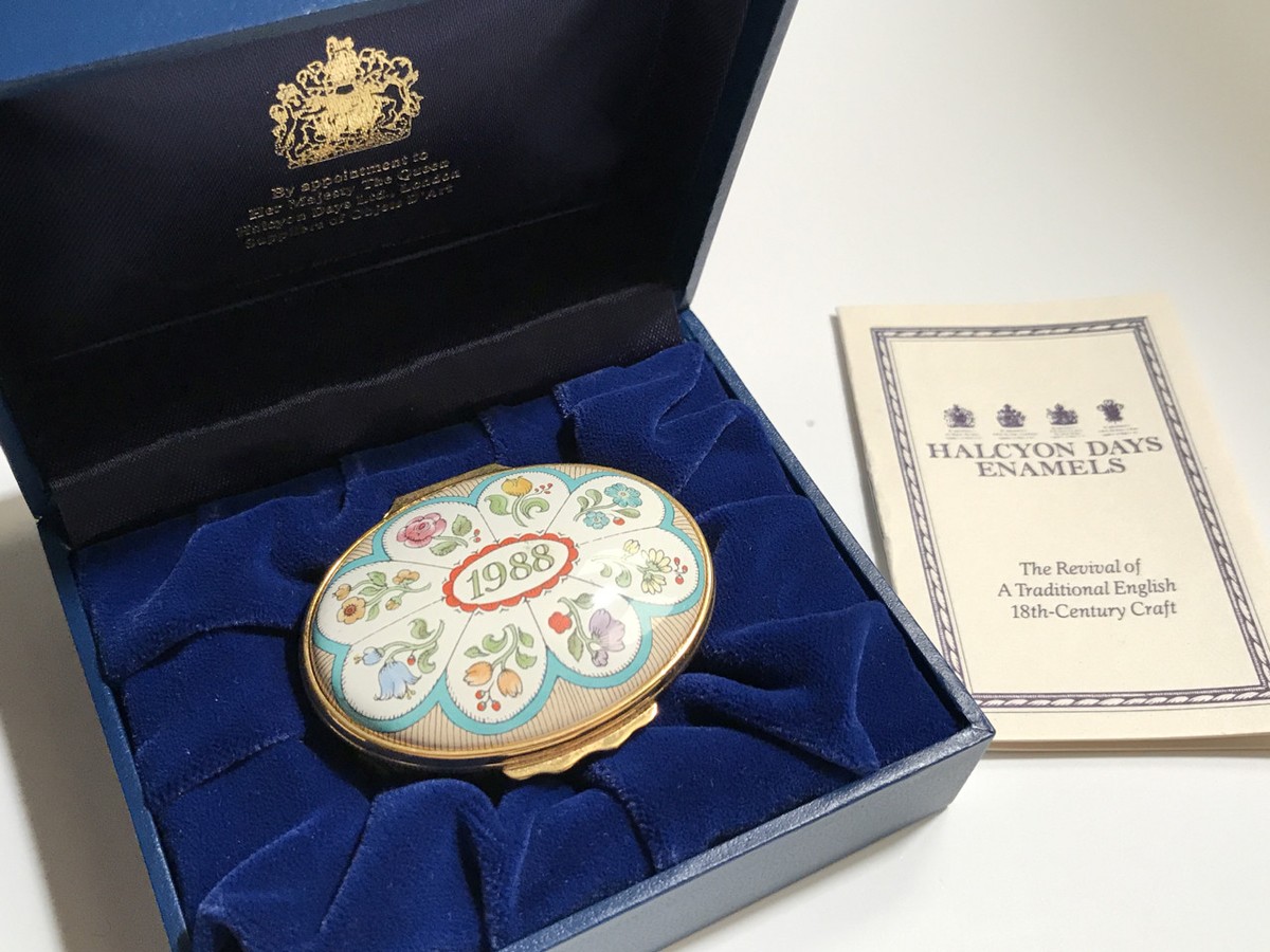 Halcyon Days Enamel Box 1988 A Year to Remember / Box & Certif
