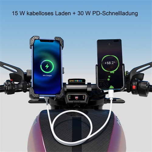 360° Qi Handy Halterung Motorrad Halter mit Induktive Ladefunktion Universal DE - Zdjęcie 9 z 12