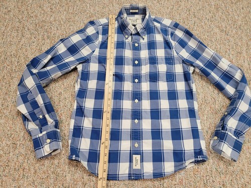 Abercrombie & Fitch Shirt Mens Medium Blue Plaid Muscle Button Down Long Sleeve - Picture 10 of 16