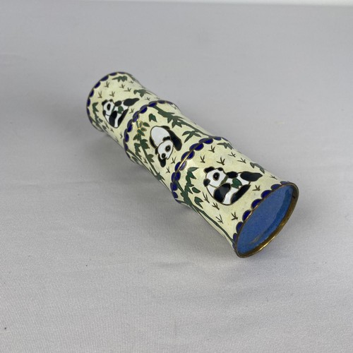5,2 Zoll markiert alt China Cloisonne Kupfer Dynastie Palast Panda Bambus Stift Waschen - Bild 4 von 8