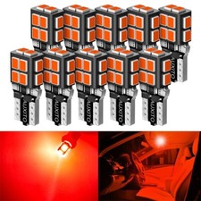 10x Red T10 168 194 Led Bulbs Instrument Gauge Cluster Dash Light Super Bright