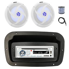 Pyle Marine CD Radio, Adapter,Spa Bezel, Ant,Wire, 2x 8'' 320W LED White Speaker