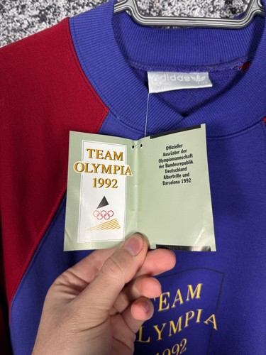 Rare Adidas Team Olympia 1992 Barcelona Vintage Sweatshirt Olympic Games Size L - Picture 10 of 18