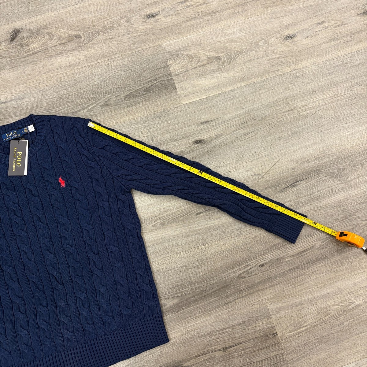 Polo Ralph Lauren Cable Knit Crew Neck Pullover, Navy & Blue, Size