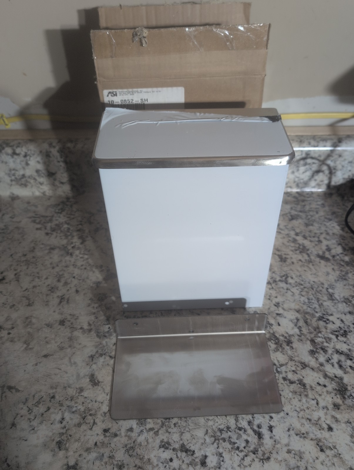 ASI 10-0852 Sanitary Waste Disposal With Shelf Surface-Mount Stainless Steel NOS