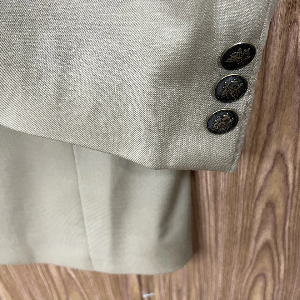 Chaqueta Blazer Paul Fredrick Para Hombre 44S Tostado Poliéster Sólido Viscosa Botones Dorados Foto 4 de 4