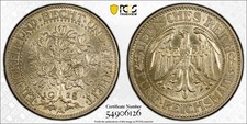 1928-A 5 Marks Germany, Weimar Republic, Oak Tree - PCGS MS62