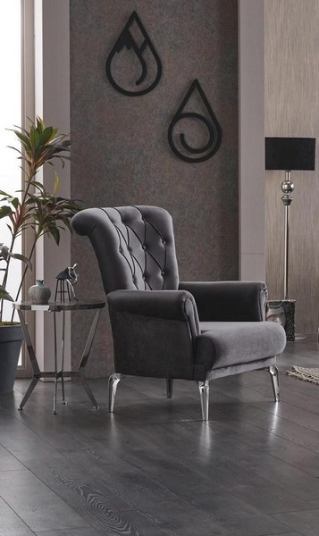 Wohnzimmer Sessel Polstersessel Einsitzer Stoff Grau Sitzer Luxus MöBel-image