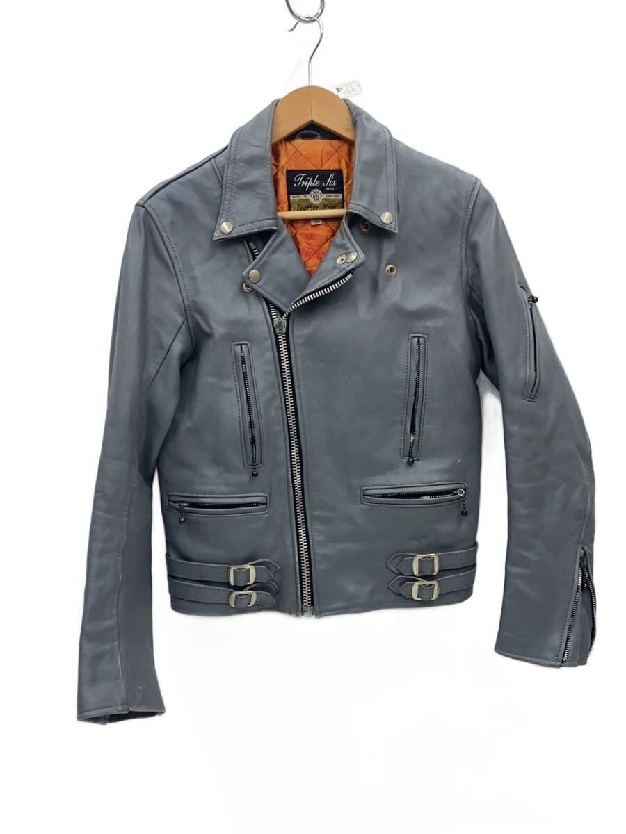 666 Leather Wear Double Riders Jacket/34/Leather/Gry// 3479