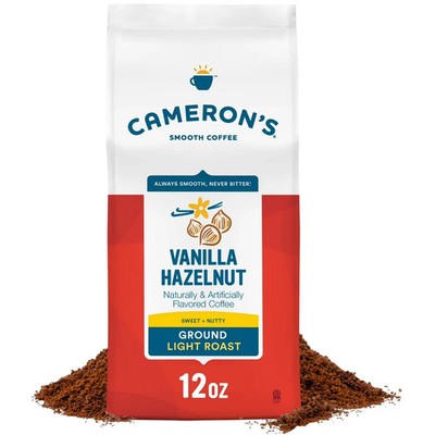 Cameron's Coffee Flavored Vanilla Hazelnut Ground Coffee, Light Roast, 12 oz