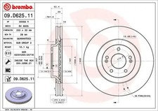 2x Bremsscheibe innenbelüftet 09.D625.11 BREMBO für HYUNDAI i30 FASTBACK i30