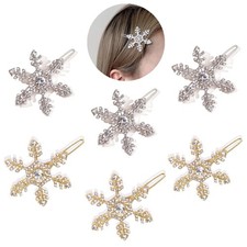 6 PCS Snowflake Hair Vintage Rhinestone Hair Clips - Barrette Crystal Hair Ba...