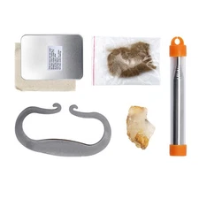 High Carbon Steel Flint Stone Fire Starting Kit - Complete Set with Blow Pipe