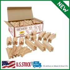 Wooden Train Track 52 Piece Set-18 Feet Of Track Expansion - 5 Distinct Piece...