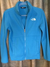 North Face Fleece Teal Youth Medium 10/ 12 Blue Fleece Full Zip Light Jacket