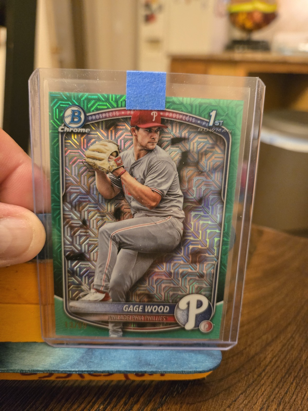 2025 Bowman Draft Gage Wood BDC-4 1st Green Mojo Refractor /99 Phillies