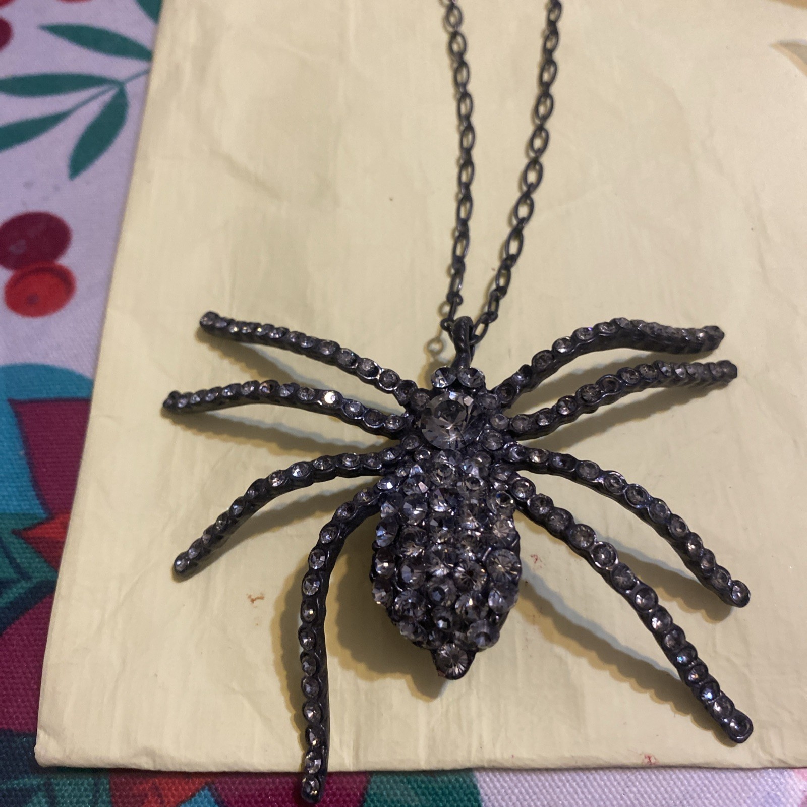 Dkny  Black Spider Rhinestone Statement Necklace - image 3