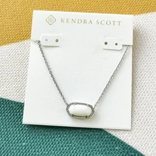 Kendra Scott Elisa Silver White Ivory Pearl Short Pendant Necklace Everyday ootd