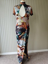 Pretty Little Thing Keyhole Detail Abstract Print Maxi Dress Size 8