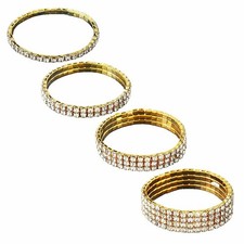 DATOA 4Pcs Sparkling Rhinestone Tennis Bracelet Set for Women Trendy Elastic ...