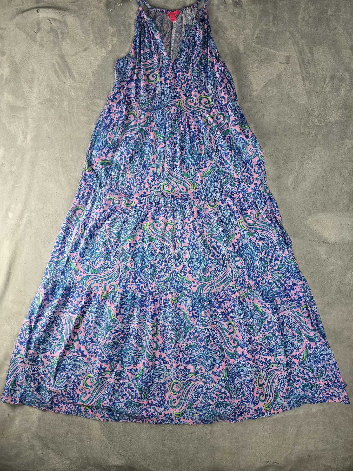 Lilly Pulitzer Maribella Halter Maxi Dress Tierd Swing Beach Cotton Small