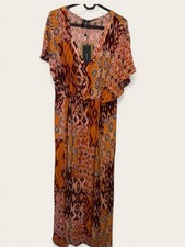 Vero Moda Orange & Brown Maxi Dress Size Medium