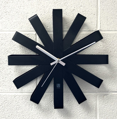 Umbra Ribbon Wall Clock Michelle Ivankovic Vtg Black Asterisk MCM starburst
