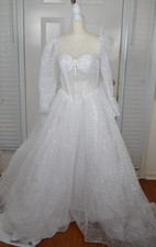 Prom Dress Ball Gown Quinceanera White Sparkly Sz 0 2 4 SEE MEASUREMENTS NWT