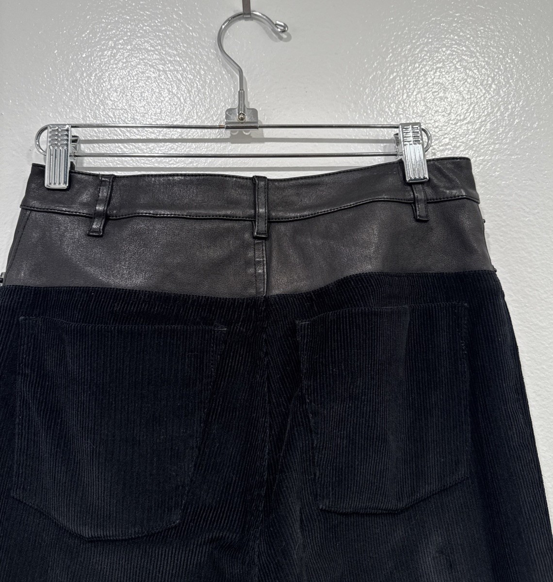 Alice + Olivia Lambskin Leather Corduroy Flare Crop Pants Womens  display picture 1