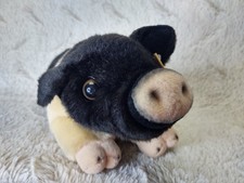 Aurora Miyoni Hampshire Pig Plush Realistic Stuffed Animal Toy Piglet NWT Black