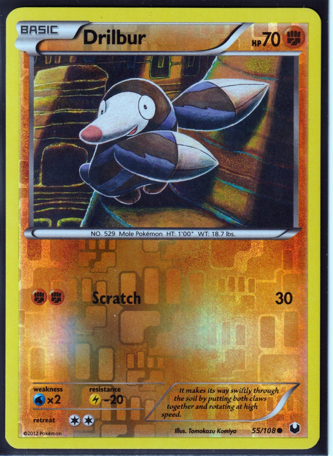 2012 POKEMON DRILBUR 55/108 DARK EXPLORERS- REVERSE HOLO -COMMON- NM