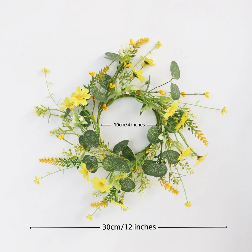 Осень маленький маргаритки свечи кольца венки 2 упаковки искусственный эвкалипт подсолнечник... - Изображение 2 из 4