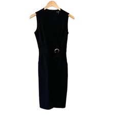 Lulus Office Aesthetic Tie Side Sleeveless Sheath Dress Size S Small  Black