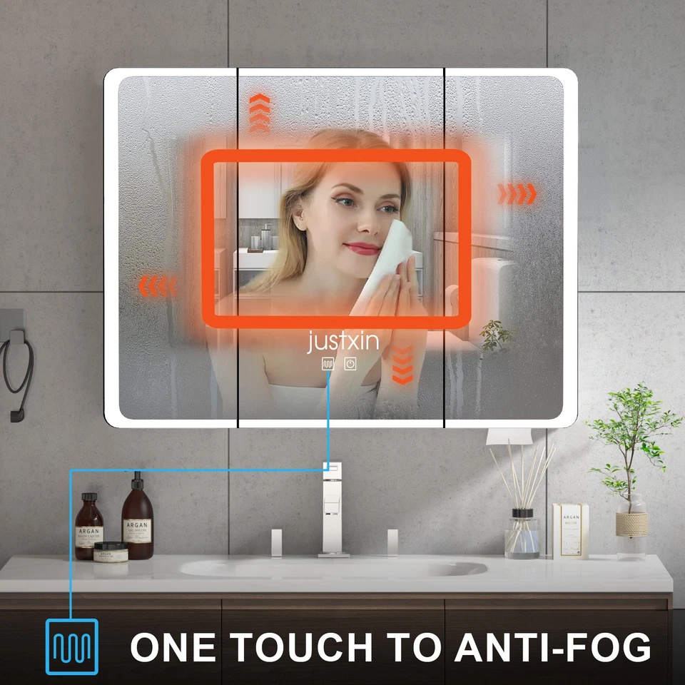 Spiegelschrank Bad mit Beleuchtung LED Badezimmer Touch Switch Lagerung - Bild 2 von 4