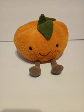 Jellycat Clementine Orange Plush Amuseables Shelf Sitter Green Leaf 