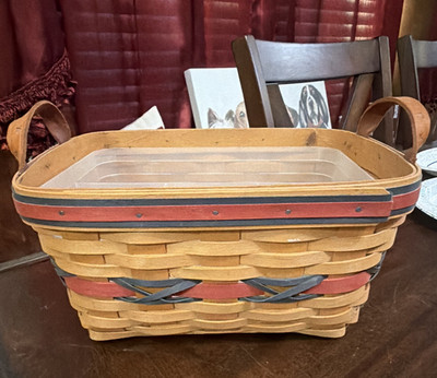 Longaberger Century Celebration Rectangular Handwoven Basket Handles Medium