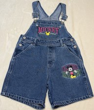 Girls Mickey Co. Disney Denim Jean Short Overalls Classic Youth Vintage Y2K