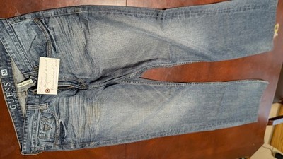 B9 Guess Desmond Relaxed Fit Jeans Mens Size 36 Blue Dark Wash Distressed Hemmed