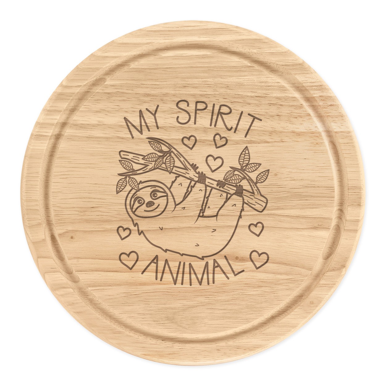 My Spirit Animal Sloth Round Chopping Cheese Board Funny Joke Animal Lazy