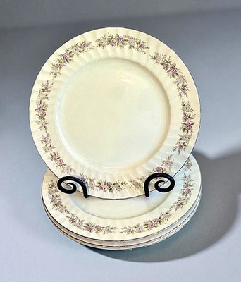 VTG Danisco Teahouse Rose Dinner Plates 10  Roses & Platinum Trim Set Of 4