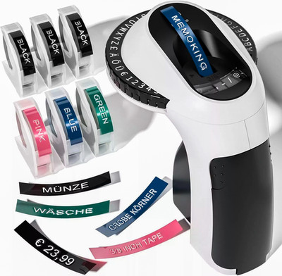 3D Omega Präge Beschriftungsgerät Dymo Label Maker für Embossing Schriftband 9mm