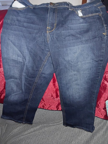 denim 3 quater length shorts