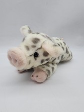 Aurora - Medium White Miyoni - 11" Spotted Piglet - Realistic Stuffed Animal