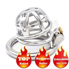 Stainless Steel Male Chastity Device Short Cage for Men Metal Locking Belt CC324