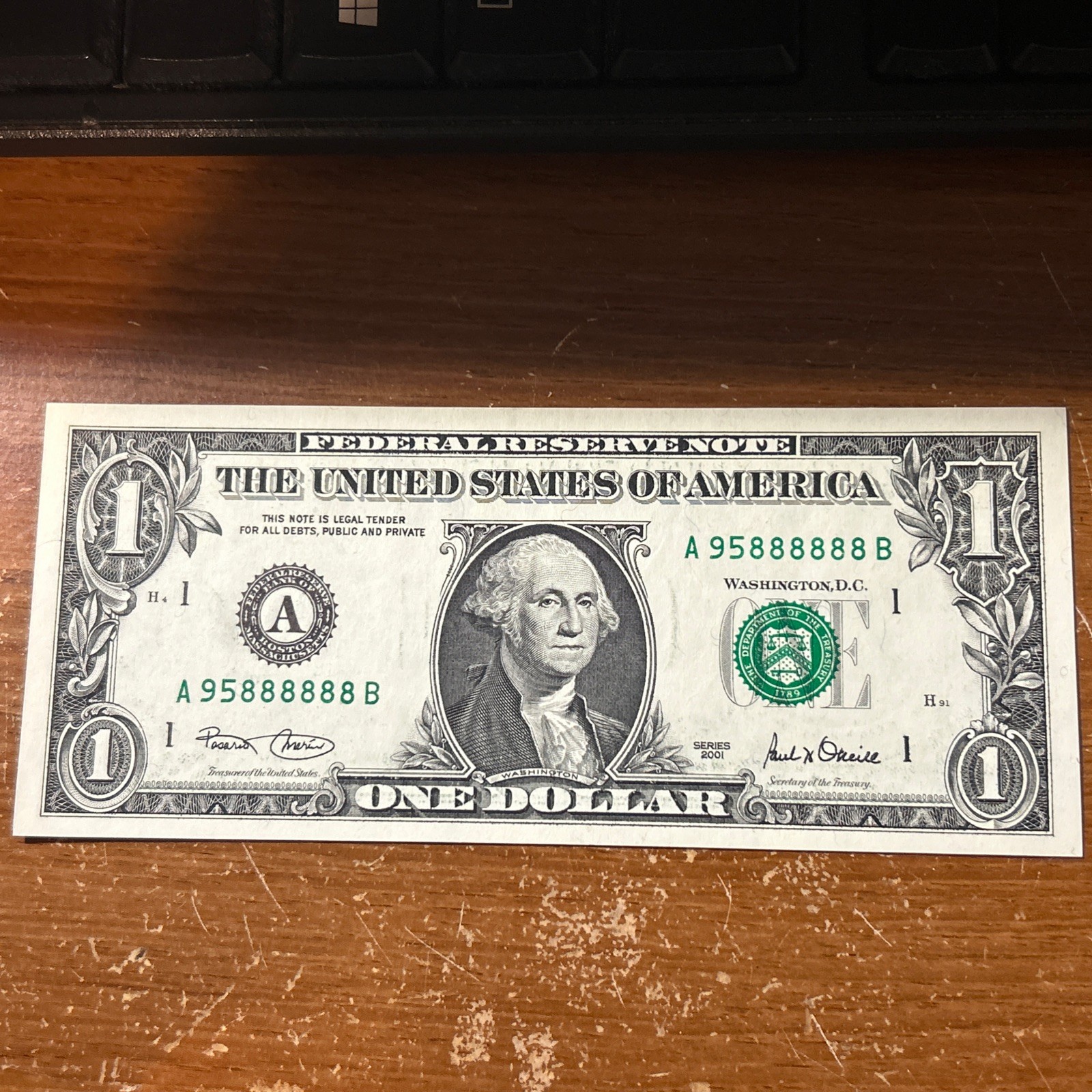$1 Fancy Serial Number Bill –95888888 – Near Solid 8s – Rare Collector ...
